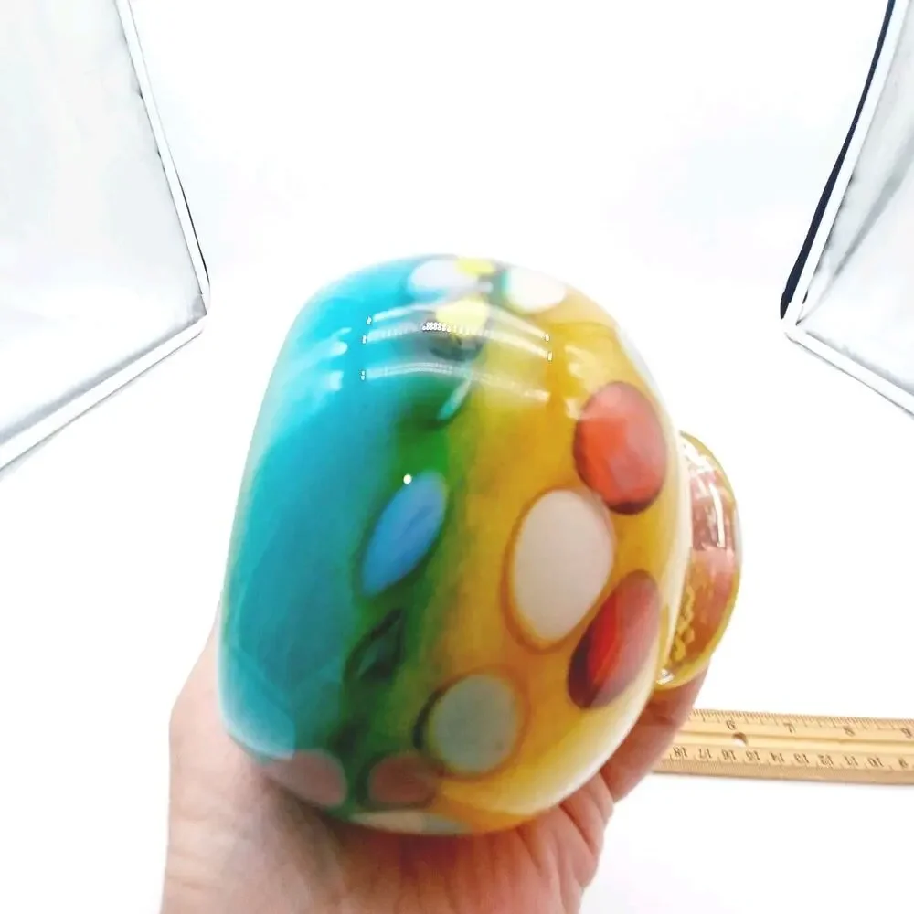 Tutti Frutti Glass Bowl Multicolor Cased Candle Holder Short Vase